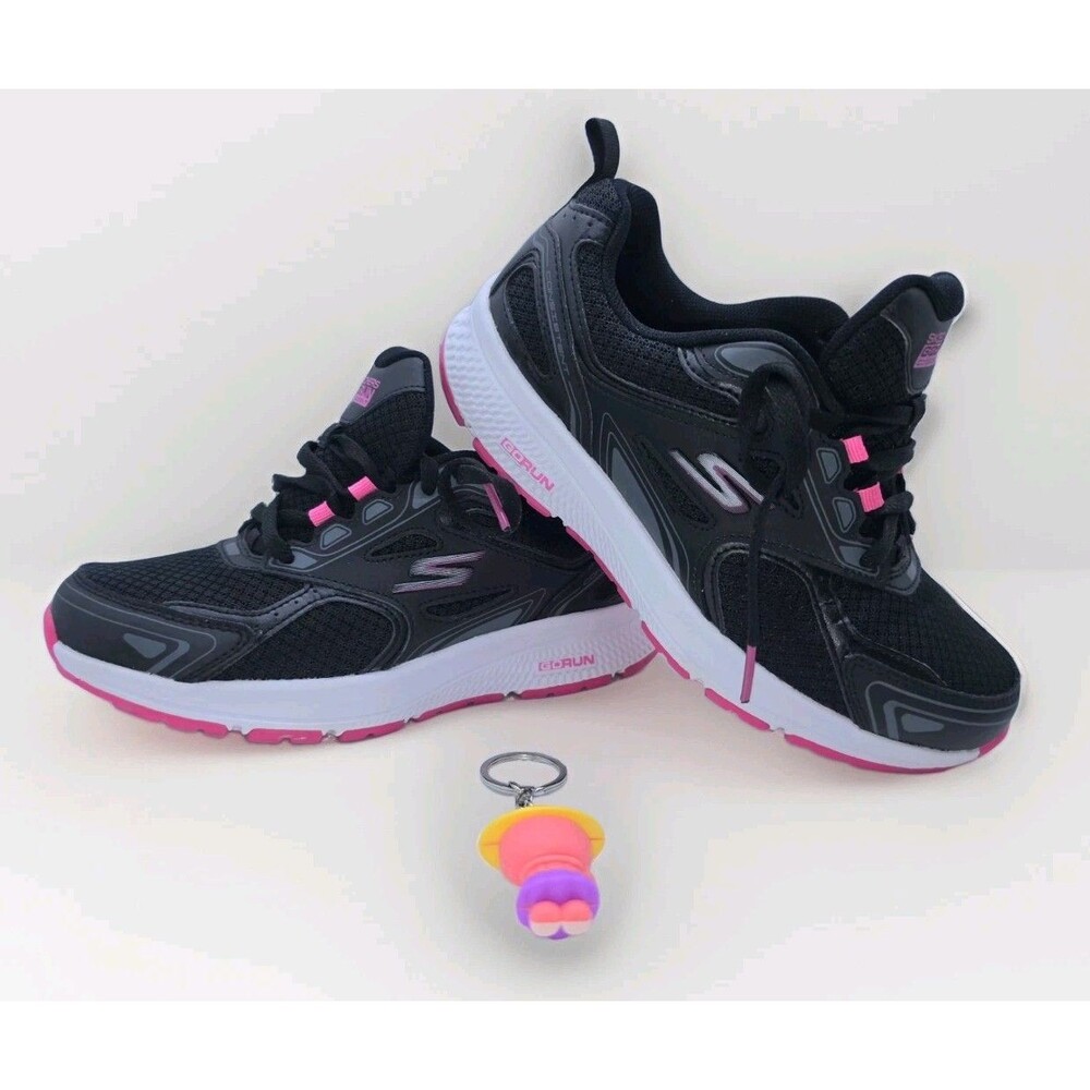 Skechers GORun Consistent Womens Shoes Black Pink Athletic Running Size 6.5
